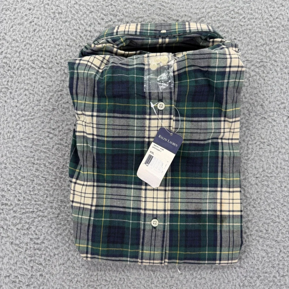 Polo Ralph Lauren Blake Mens XXL Green Navy Plaid Cotton Button Down Shirt NEW